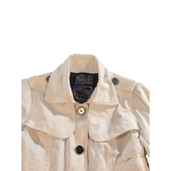Millard Fillmore MF-13 Pea Coat Women Sz XS 4 Button Utility White Work Winter - Picture 2 of 9